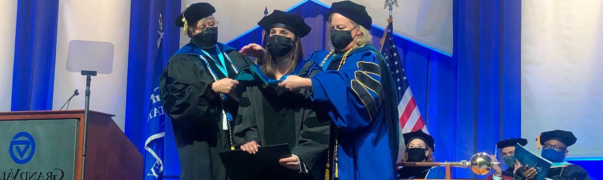 GVSU Graduate D.R.O.T. student at Commencement.